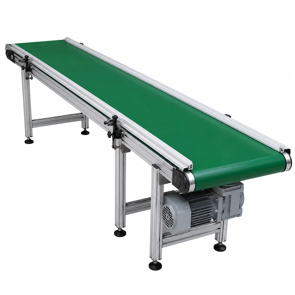 Industrial belt conveyor system for material handling by Static Automation