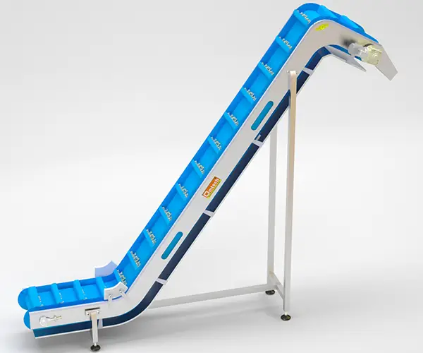Industrial incline belt conveyor for material handling by Static Automation
